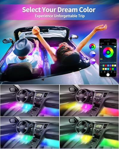 Car LED Lights Interior,RGB Interior Car Lights with App Control&Music Sync - color: RGBIC-48SMD