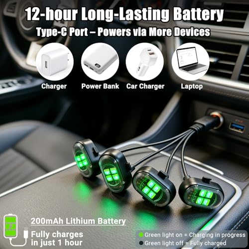 Wireless LED Lights for Car, Rechargeable Interior Car Lights - size: 4pcs
