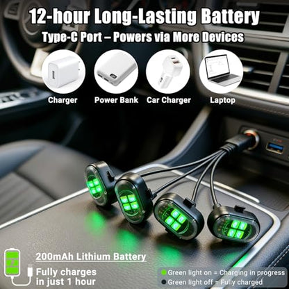 Wireless LED Lights for Car, Rechargeable Interior Car Lights - size: 4pcs