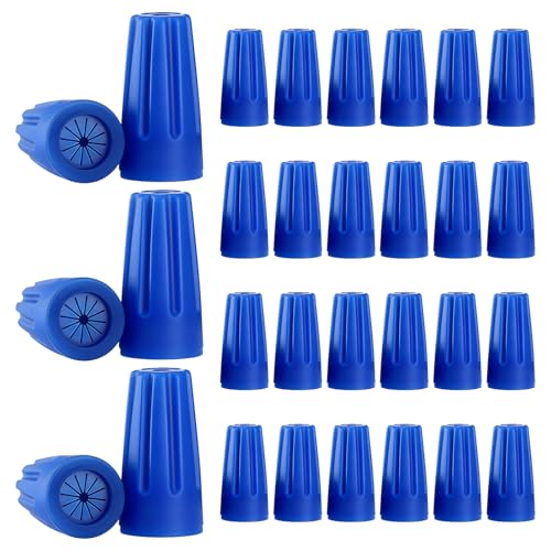 30PCS Waterproof Wire Nuts, Blue Waterproof Landscape Wire Connectors 22AWG-12AWG, Outdoor Sealed Cable Nuts and Terminal Connectors for Outdoor and Moisture-Prone Environments - size: 30pcs