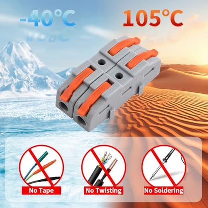50Pcs Lever Type Wire nut connectors Compact PA66 Splicing Terminal Blocks Suitable for Tool-Free Quick Connections in Household Industrial Control and Automotive Wiring