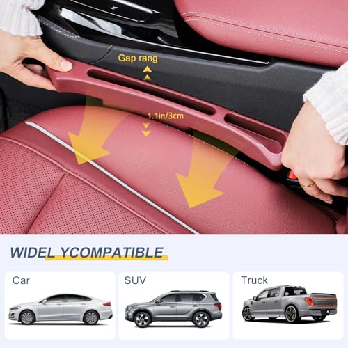 Car Seat Gap Filler 2 Pack，Seat Gap Filler Between Seat and Console,No Drop Gap Filler with Storage,Universal Fit Car Gap Filler for Car SUV Truck Auto Accessories（Wine Red） - color: Wine Red