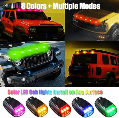 Solar Car Roof Neon RGB Strobe Light, 5Pcs Wireless Cab Signal Marker Lamp