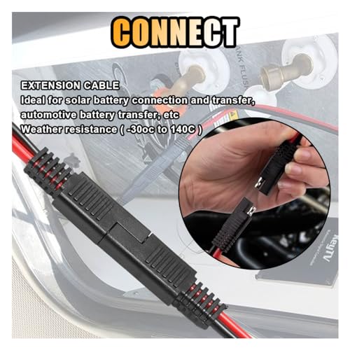 GLSOWEE 5PCS 2 Pin Quick Disconnect Polarized Wire Harness, 14 Gauge SAE Connector Bullet Lead Cable, Automotive Heavy Duty Extension Cable for Car Motorcycle Boat Tractor (14 AWG) - style: 14 Gauge