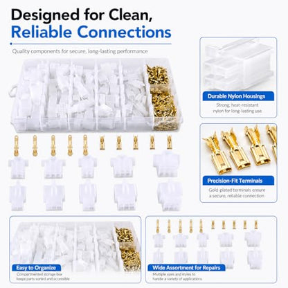 580PCS 2.8mm Wire Connector Kit - Automotive Electrical Connector Assortment with 2 3 4 6 9 Pin Male & Female Plug Housings and Crimp Terminals - Universal Wiring Repair Kit for Car Motorcycle Boat