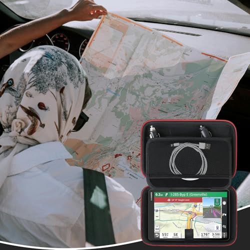 Hard GPS Case for Garmin dēzl OTR1010/ dēzl OTR1000/ RV 1095/ dēzl™ OTR1020/ RV 1090, 10-inch GPS Truck Navigator Storage Case with Mesh Pocketfor Vehicle Power Cable USB Cable, Black