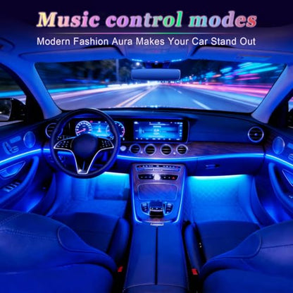 iFunyLED Smart Car Interior LED Lights with App Control, RGB Lights with DIY Mode and Music Mode, 2 Lines Design and Wireless Remote Control, Car Accessories for Women
