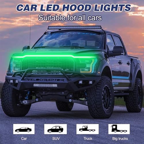 Car LED Hood Light Strip for Cars, SUVs, Trucks, Green, 70 Inch - color: Green, size: 70 Inches
