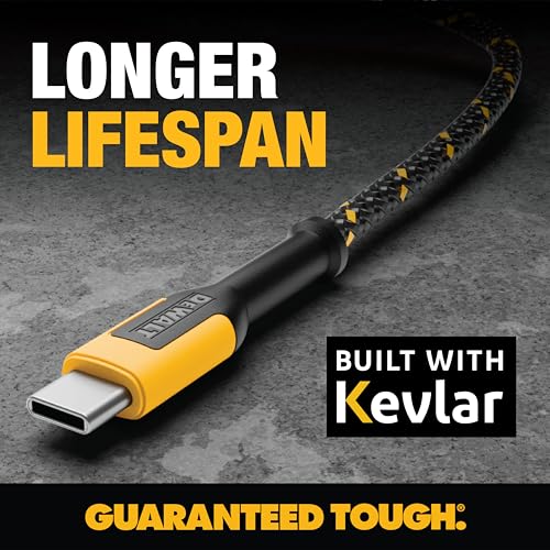DEWALT Heavy Duty 72W 5 Port USB Car Charger Multiport w/ 6FT Cable