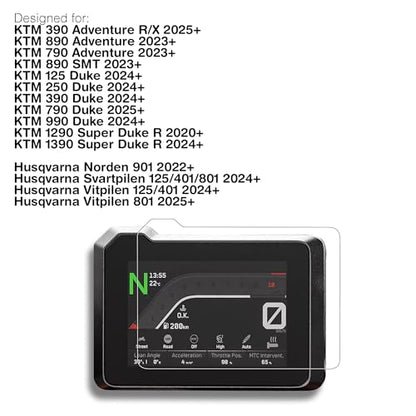 Tempered Glass Screen Protector for KTM 390/790/890 Adventure, KTM 125/250/390/790/990 Duke, KTM 1290/1390 Super DukeR Motorcycle 5-Inch Instrument Screen 9H (HD Clear) - color: KTM 790/890 Adventure (2023+) - 5" - HD Clear