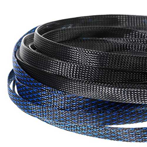 Xuniea 96ft Wire Loom Braided Cable 1/4, 1/2, 3/4 Inch,Black and Blue - color: Black and Blue, size: 1/4, 1/2, 3/4 Inch