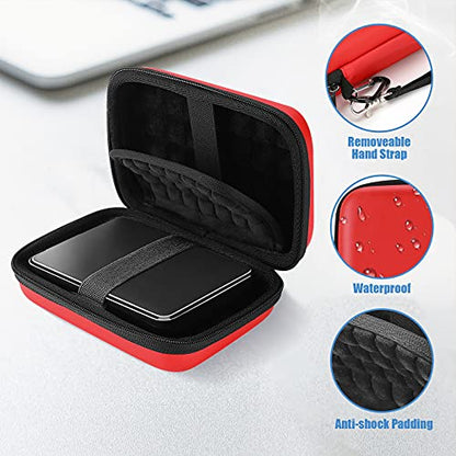 ProCase Hard Drive Case 2.5 Inch for Elements WD My Passport Canvio Basics Seagate Backup Plus Slim Expansion 1TB 2TB 3TB 4TB, Portable Carrying Case Holds 2 External Hard Drives -Red - color: Red