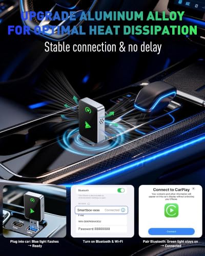 Wireless CarPlay Adapter for iPhone, 2026 Upgraded 2-in-1 Android Auto CarPlay Wireless Adapter, Convert Wired to Wireless, Fast & Stable, Plug & Play, Compatible with Factory Wired CarPlay Cars 2016+ - color: Silver