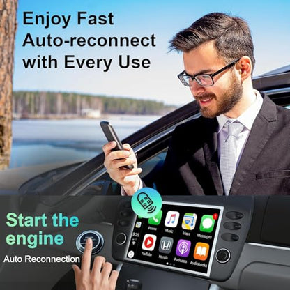 Wireless CarPlay Adapter Compatible with Both Apple and Android Systems, Supporting Bluetooth And Wi-Fi. Upgraded CarPlay Wireless Adapter Two-In-One, Plug-And-Play Plug, Capable of Converting Devices