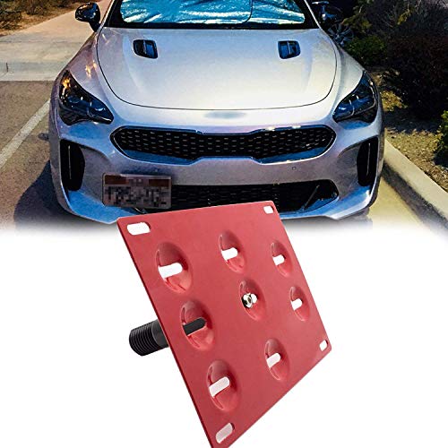 x xotic tech Tow Hook License Plate Screw On Mount Bracket Compatible with Kia Stinger 2018-up (Red) - color: Red
