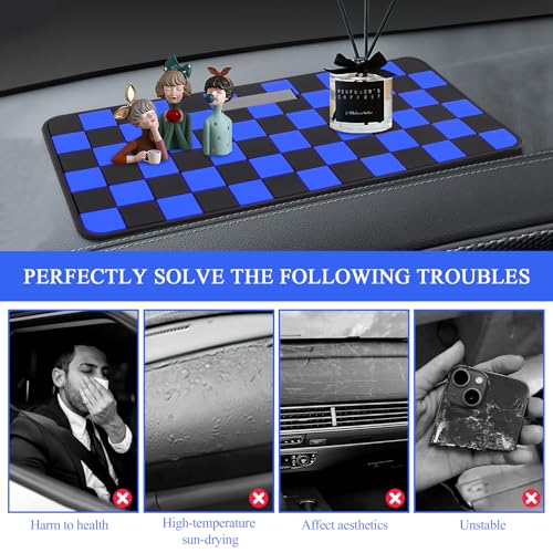 Wuyaoyao 2PCS Car Dashboard Anti Slip Mat, 12.2"×8.3" Non-Slip Dashboard Sticky Pad, PVC Car Dash Gripping Mat, Multifunctional Auto Grip Mat for Phones Sunglasses Keys Electronic Devices (Blue) - color: Blue