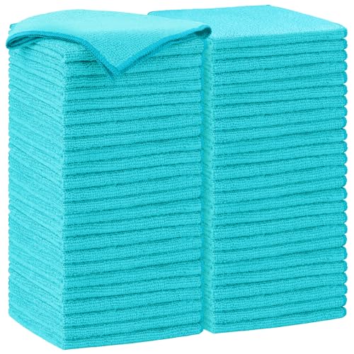 AIDEA Blue Microfiber Cleaning Cloth-50PK, Cleaning Rags 12"x 12" Absorbent - color: Blue, size: 12in.x12in.