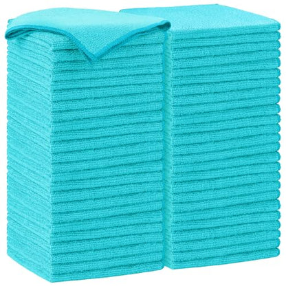 AIDEA Blue Microfiber Cleaning Cloth-50PK, Cleaning Rags 12"x 12" Absorbent - color: Blue, size: 12in.x12in.