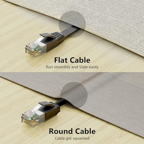 Jadaol Cat6/Cat6A Ethernet Cable 10FT 2Pack Flat 10Gbps Network Cable Black - color: Black, size: 10ft, style: Flat