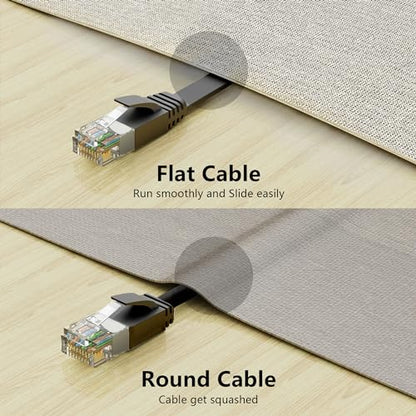 Jadaol Cat6/Cat6A Ethernet Cable 10FT 2Pack Flat 10Gbps Network Cable Black - color: Black, size: 10ft, style: Flat