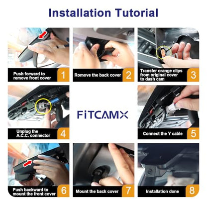 Fitcamx Front 2K+Rear 1080P Dash Cam Adapts for Toyota Highlander 2020-2026 & Highlander Hybrid (Gen4/UX70), OEM Style, Dual HD Video, WiFi & APP, Loop Recording, G-Sensor, Easy to Set, 64GB Card - style: Front 2K+Rear 1080P