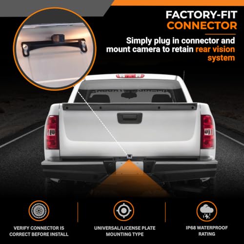Brandmotion 9002-7452 Factory Tailgate Harness with Dual Mount Camera fits 2017-2021 F250 F350 Super Duty with Factory Rear Vision | Waterproof Case with Anti-Fog Lens | 150° Wide Reverse View - style: Ford 17-Current
