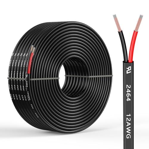 12 Gauge 2 Conductors 16.4FT Electrical Wire, Flexible Low Voltage PVC Copper Clad Aluminum Extension Cord for Car Speaker Wire, Car Lighting, LED Wire, Outdoor Lighting, Residential Wiring,12V/24V DC - size: 16.4FT, style: 12AWG