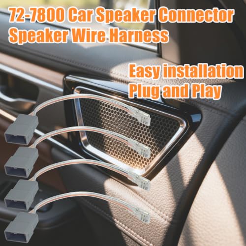 72-7800 (Pack of 4) Car Speaker Connector Harness - Compatible with 1990-Up Honda & Acura Civic Accord CR-V Ridgeline Element Integra TSX RSX CL ILX MDX RL TL - Door Speaker Wire Adapter
