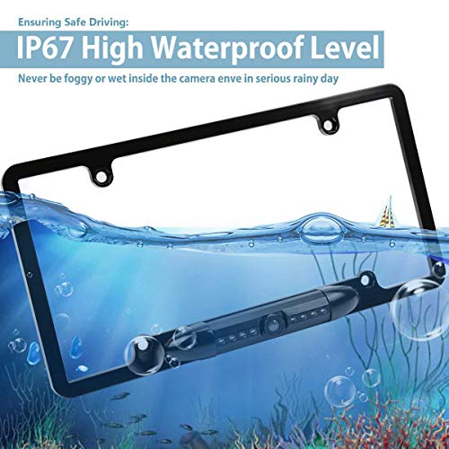 License Plate Frame Backup Camera Night Vision Car Rear View Camera with 8 Bright LEDs 170° Viewing Angle Waterproof Backup Camera Vehicle Universal Reversing Assist Security