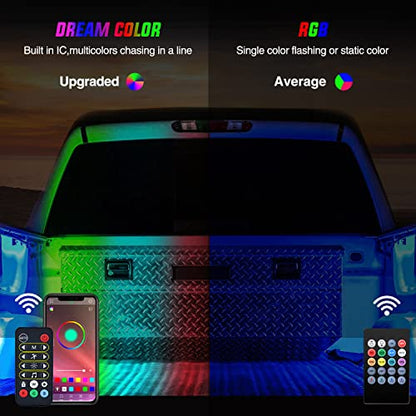 Nilight Truck Bed Light Strip RGB-IC LED Bar 3PCS 60 inch Cargo Lighting - color: RGBIC