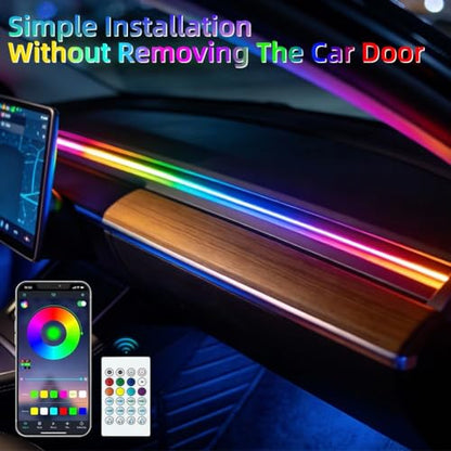 Acrylic Interior Car LED Lights with Remote and Wireless APP, Ambient Lighting Kits Fiber Optic Strip LEDs,16 Million Colors Music&DIY Function (1 in 1) - size: 1 IN 1