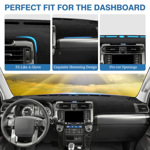 FIILINES Dash Cover for 2010-2024 Toyota 4Runner, Dashboard Mat Exact Fit for 4Runner Interior Accessories Dashboard Pad Carpet Dash Mat Sunshade Non-Slip Polyester Protector No Glare Black - size: For 4Runner 2010-2024