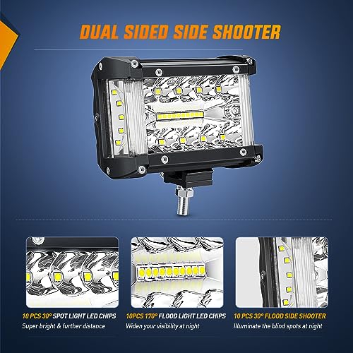Nilight Side Shooter LED Lights 2PCS 4.3 Inch with Wiring Kit for Truck SUV - color: White Side Shooter Pods + Wiring