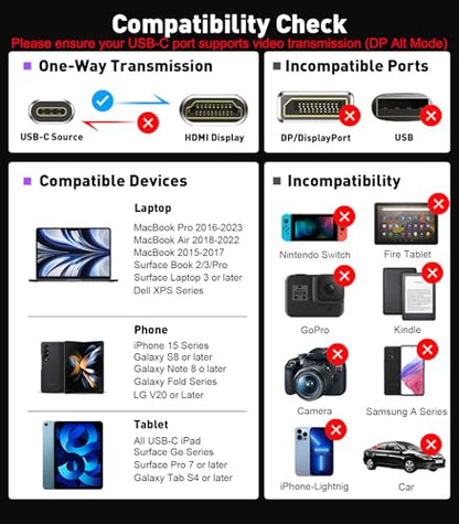 USB C to HDMI Cable 6Ft for Home Office (4K@60Hz) for Laptop - size: 6FT, style: 1 Pack