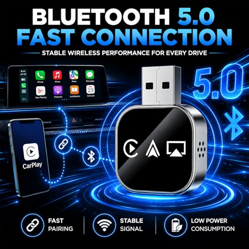 Wireless Carplay Adapter for Apple Screen for iPhone and Car Play Bluetooth to Android Auto Inalámbrico Adaptador Box Accessories Mirroring USB Watch Movies Double Portable