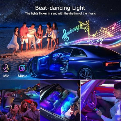 Jushope Car Interior LED Lights, RGB Fiber Optic Ambient Lighting Kit - size: 5 LED/236 Inches Fiber Optic