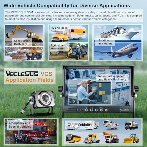 VGS AI Backup Camera System, 1080P HD Starlight Night Vision, Auto Detect Pedestrians, Vehicles & Pedestrian-Vehicle Combo, 7" Auto-Dimming Monitor, IP69K Waterproof for Trucks & RVs