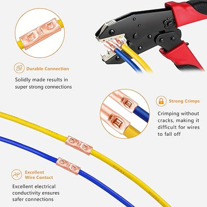 SVAAR 6 PCS 0000 Gauge Non Insulated Butt Connectors 4/0 AWG Uninsulated Butt Splice Connectors Crimp Repair Butt Splices Kit Bare Pure Copper Seamless Barrel Splice Terminals & 6 PCS 3:1 Heat Shrinks
