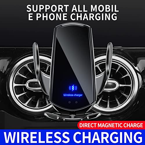Wireless Car Charger Automotive Electric Induction 15W Wireless Charger Car Vent Mount Bracket Fast Charging Auto-Clamping Car Phone Holder Mount Air Vent Phone Holder Silver… - color: Silver