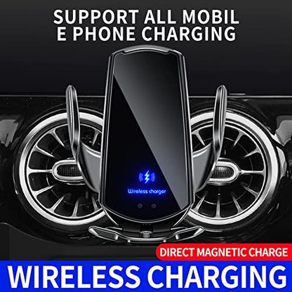 Wireless Car Charger Automotive Electric Induction 15W Wireless Charger Car Vent Mount Bracket Fast Charging Auto-Clamping Car Phone Holder Mount Air Vent Phone Holder Silver… - color: Silver