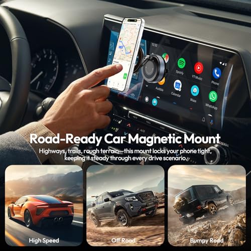 ULANZI Vacuum Suction Cup Phone Mount, 360° Rotatable Magnetic Phone Holder with Adhesive Pad, ≥14N Magnet for Car Kitchen Gym, Car Truck Accessories for iPhone 17 16 Vehicle Mounts