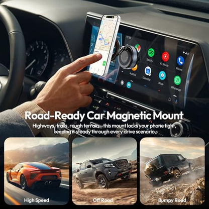 ULANZI Vacuum Suction Cup Phone Mount, 360° Rotatable Magnetic Phone Holder with Adhesive Pad, ≥14N Magnet for Car Kitchen Gym, Car Truck Accessories for iPhone 17 16 Vehicle Mounts