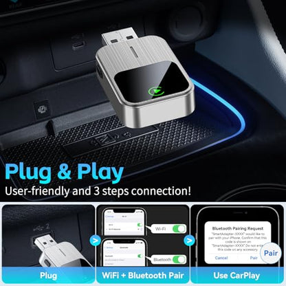 Plug and Play Wireless CarPlay Adapter for iPhone - color: silver