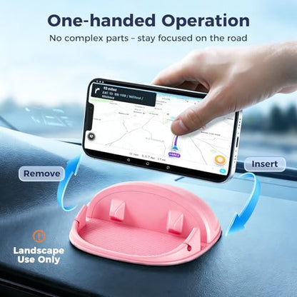 Loncaster Car Phone Holder, Car Phone Mount Silicone Car Pad Mat for Various Dashboards, Slip Free Phone Stand Compatible with iPhone, Samsung, Pink - color: Pink-1pack