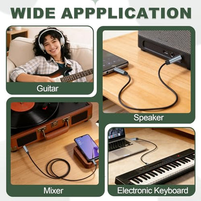 MECCANIXITY 1/4" to 1/8" Stereo Audio Cable 6.35mm to 3.5mm Male 7FT Black - size: 7FT