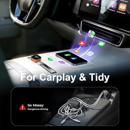Wireless CarPlay Adapter for Apple iPhone & Android Auto, 2-in-1 Mini CarPlay Adapter Convert Wired to Wireless Dongle, Plug & Play, No Delay, BT 5.4, 2.4G/5G WiFi - color: Bright Orange