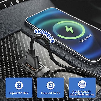 Anina 1.57"x0.87" USB Port Car Charger for Toyota, Male to Female USB Power Socket Adapter, Panel Flush Mount Extension Cable for Tacoma FJ Cruiser Highlander, Square Vehicle Dash Port for IOS Android