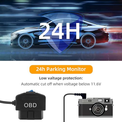 GELRHONR Right Angle OBD Power Cable for Dash Camera, USB C OBD2 Dashcam Hardwire Kit with 24 Hours Surveillance and Acc 2 Mode 11.5FT, for EV Hybrid Fuel Vehicles(Right Angle USB C Black) - color: Right Angle USB C Black
