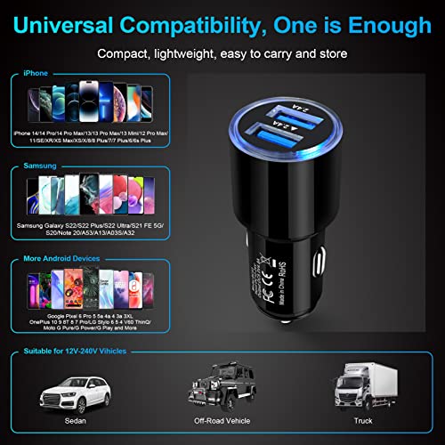 Car Charger Adapter, 5Pack 4.8A Dual Port Fast Charge Car Phone Charger