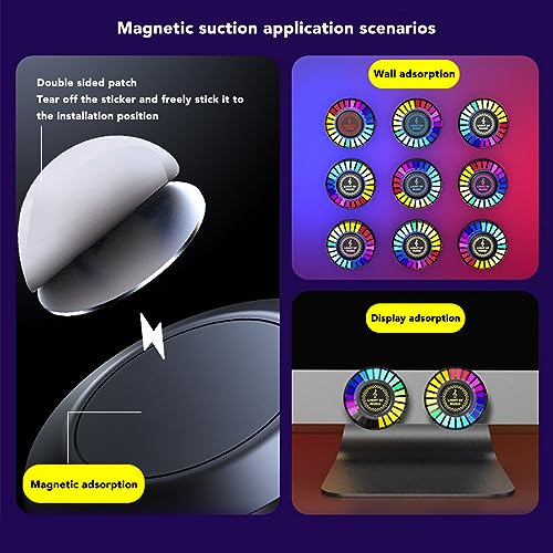 Voice Activated Rhythm Light, Sound Activated LED Lights, RGB Colorful Magnetic Pickup Music Sync Lights, Rechargeable ambient Lights for Car, Party, Desktop, DJ, Gaming Room